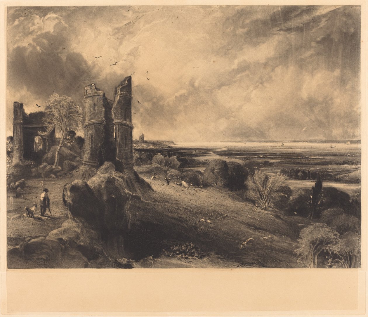 Zamek Hadleigh (duża płyta) autorstwa David Lucas after John Constable