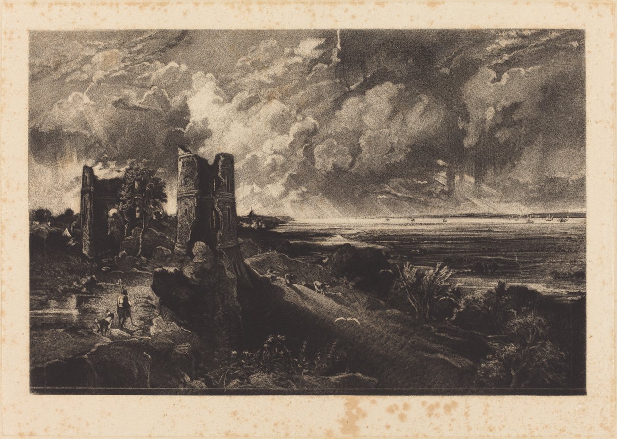 Zamek Hadleigh (mały talerz) autorstwa David Lucas after John Constable