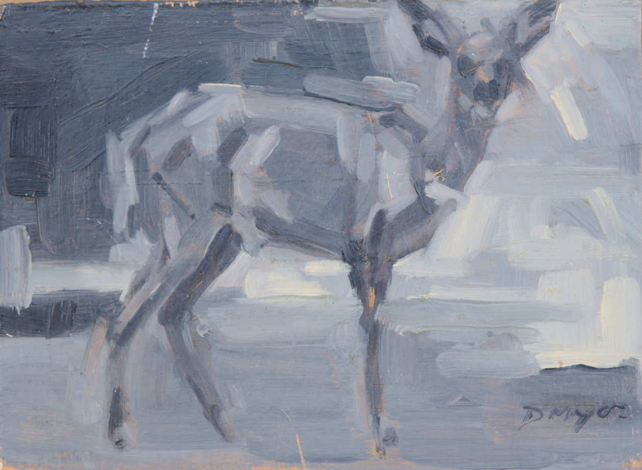 Bushbuck Doe, 2016 (olej na panelu) autorstwa David Mayer