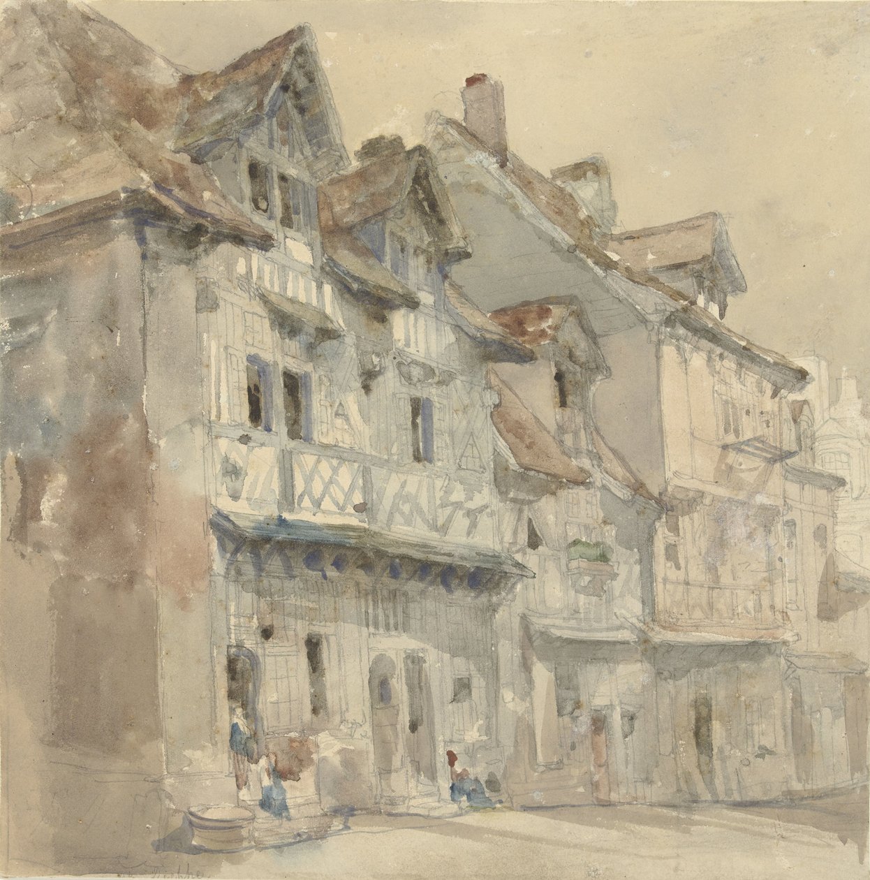 Domy w Dieppe autorstwa David Roberts (attributed to)