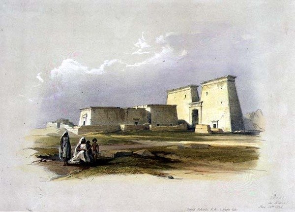 Dakke, z „Egiptu i Nubii”, tom 1 (lito) autorstwa David Roberts