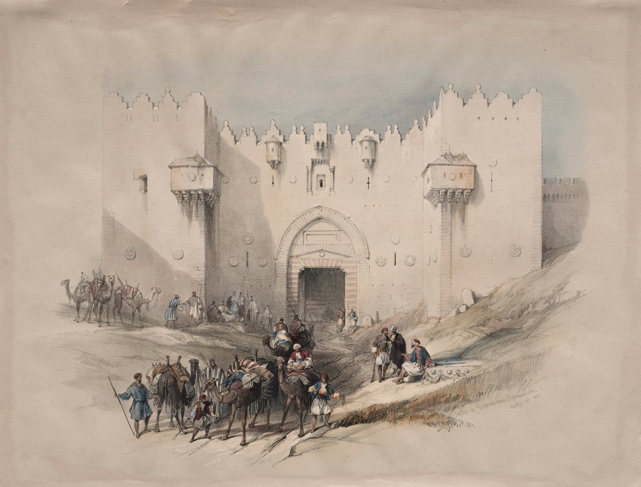Brama Damaszku, Jerozolima, 1839. autorstwa David Roberts