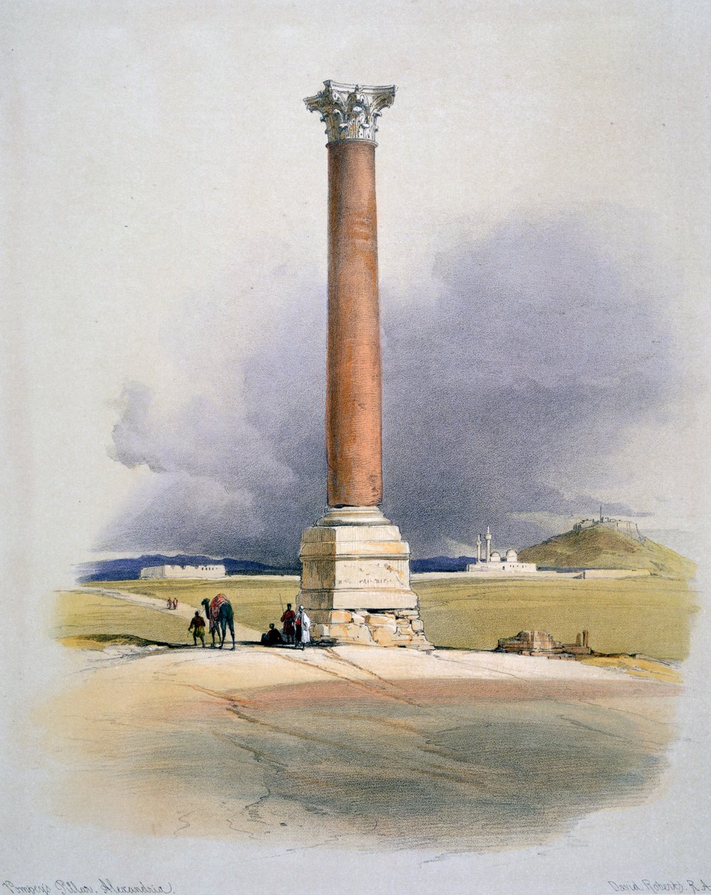 Słup Pompejusza, Aleksandria, XIX w. autorstwa David Roberts
