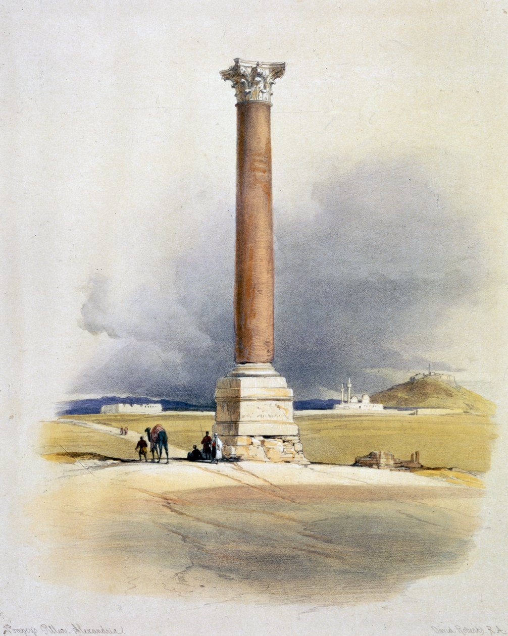 Słup Pompejusza, Aleksandria, Egipt, XIX w. autorstwa David Roberts