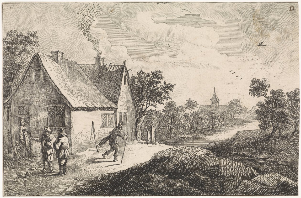 Wieś chłopska z postaciami autorstwa David Teniers (II)