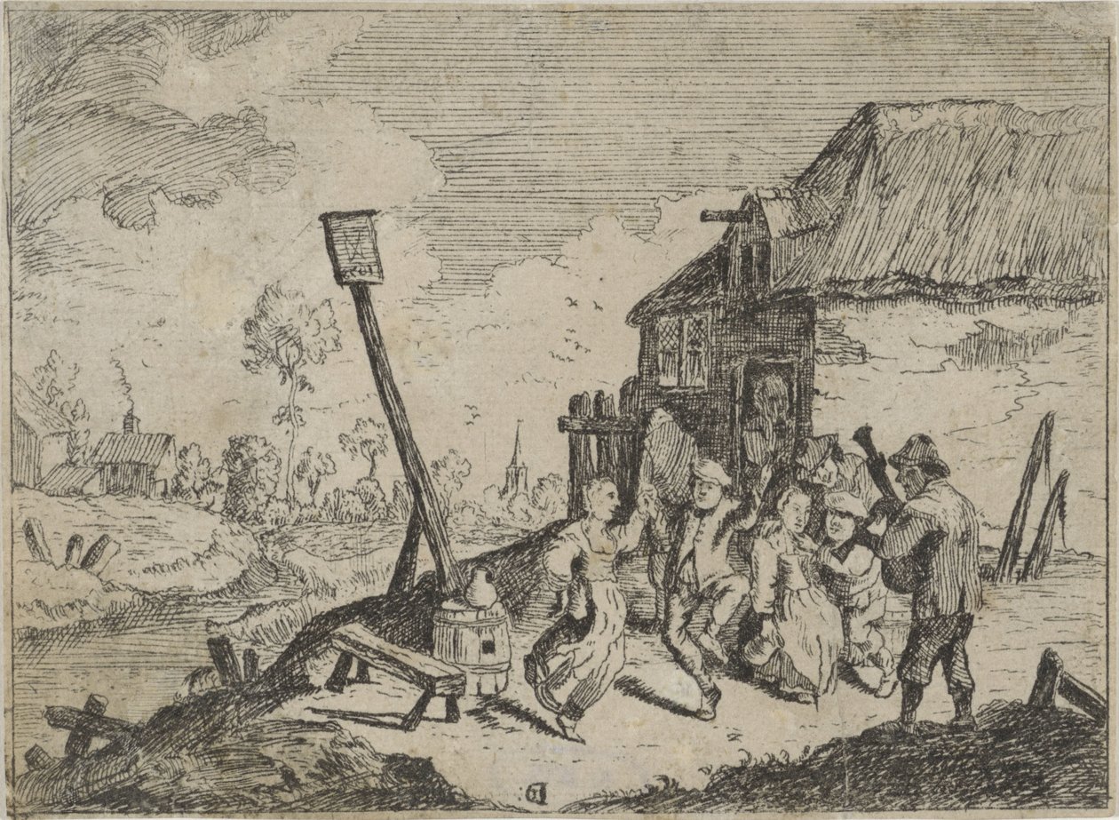 Tańczący chłopi w karczmie autorstwa David Teniers (II)