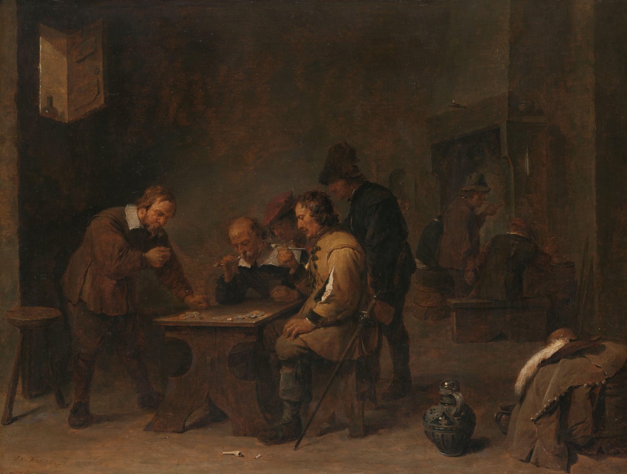 Hazardziści Mężczyźni grający w tawernę autorstwa David Teniers (II)