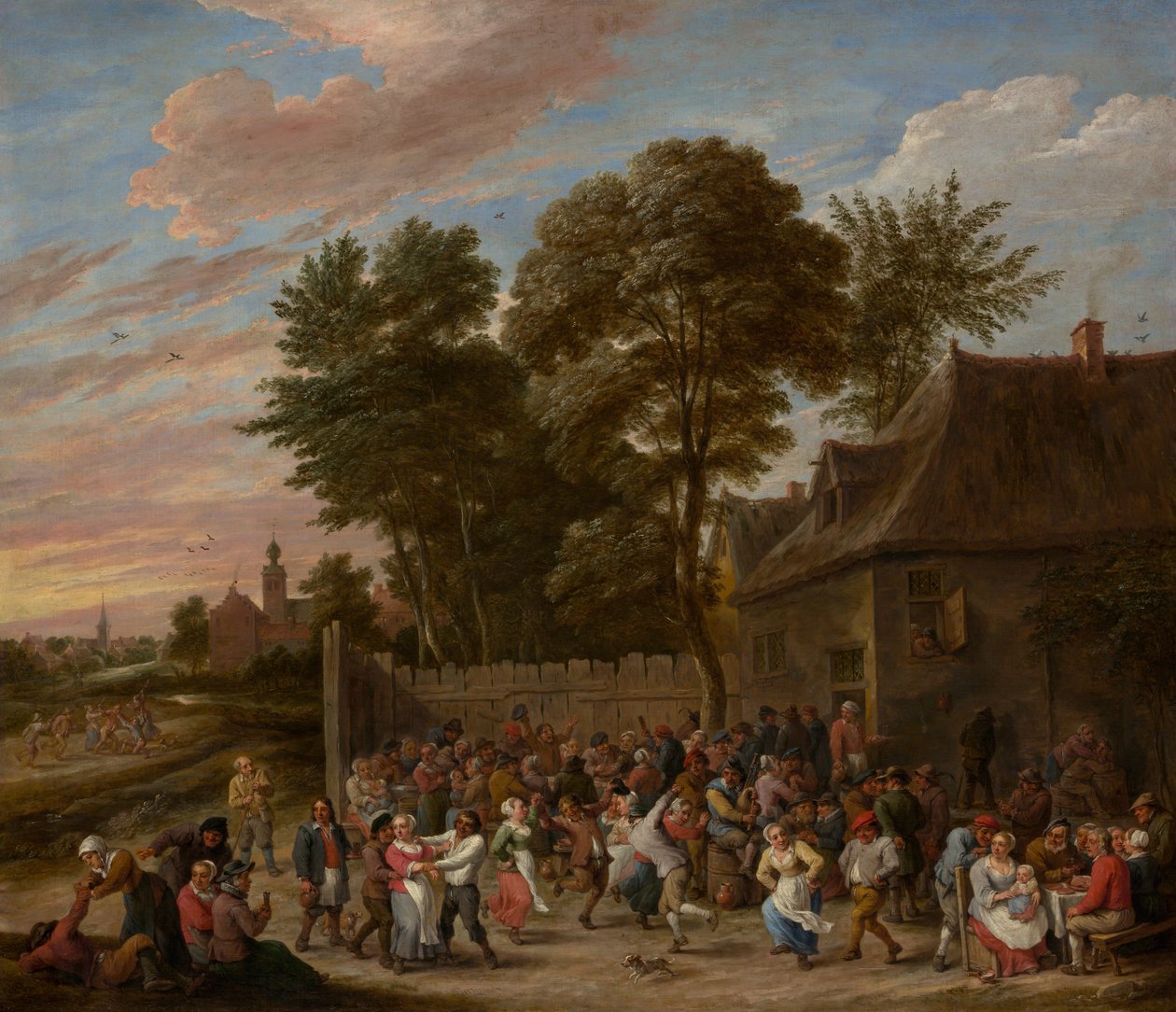 Chłopi tańczą i biesiadują, ca. 1660. autorstwa David Teniers II