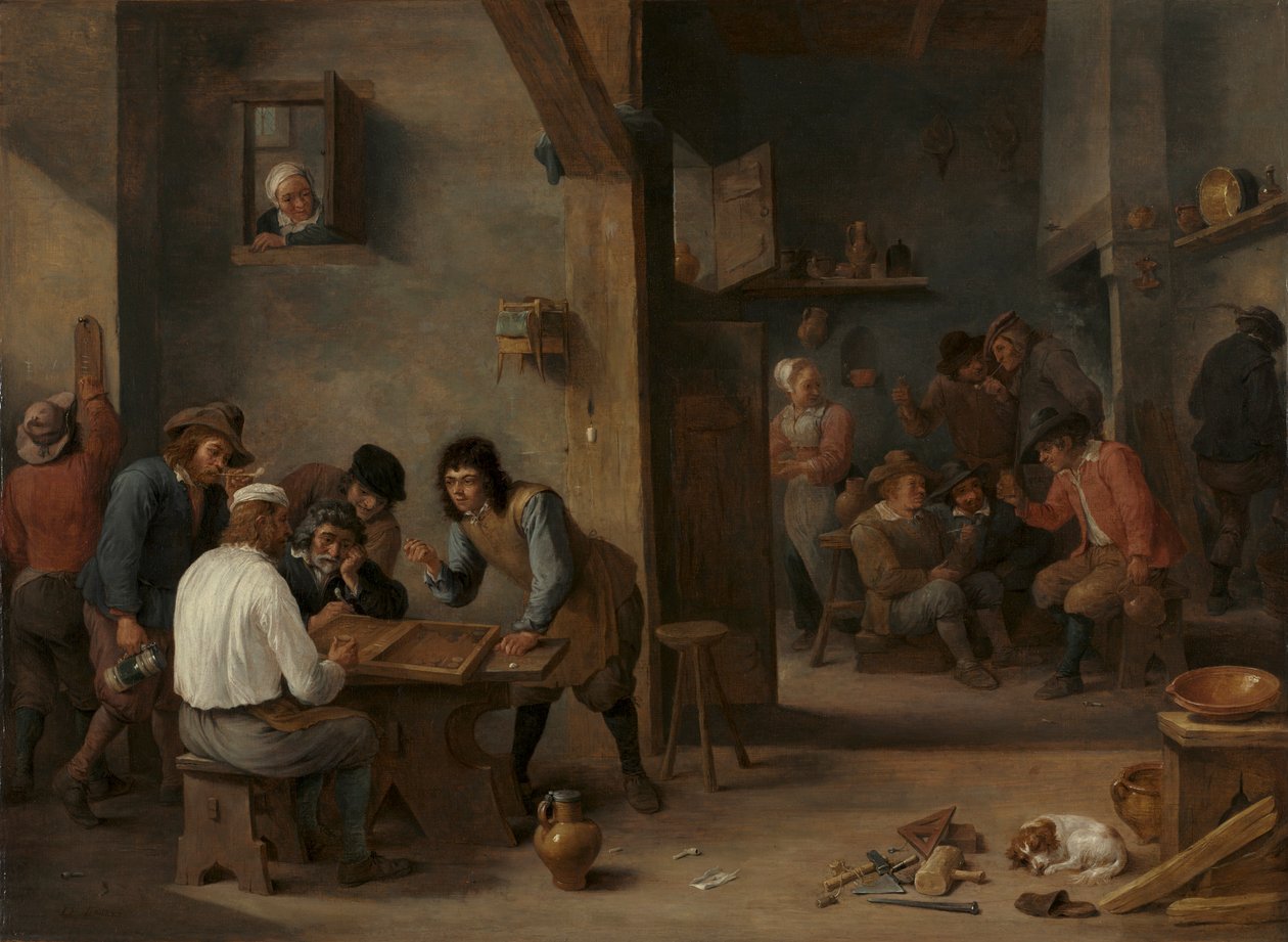 Gra w tryktrak, lata 40. XVII wieku. autorstwa David Teniers the Elder
