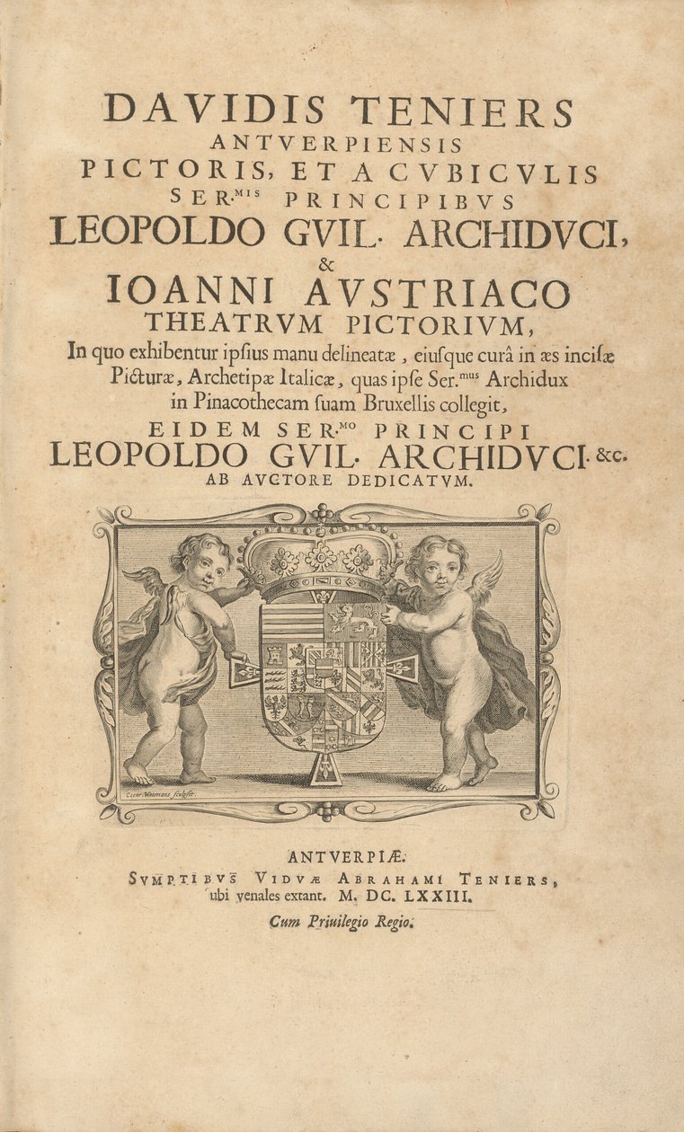 Strona tytułowa Theatrum Pictorium autorstwa David Teniers the Younger
