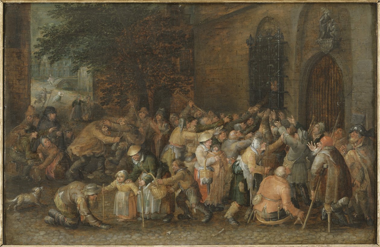 Rozdawanie jałmużny, ok. 1610 autorstwa David Vinckeboons
