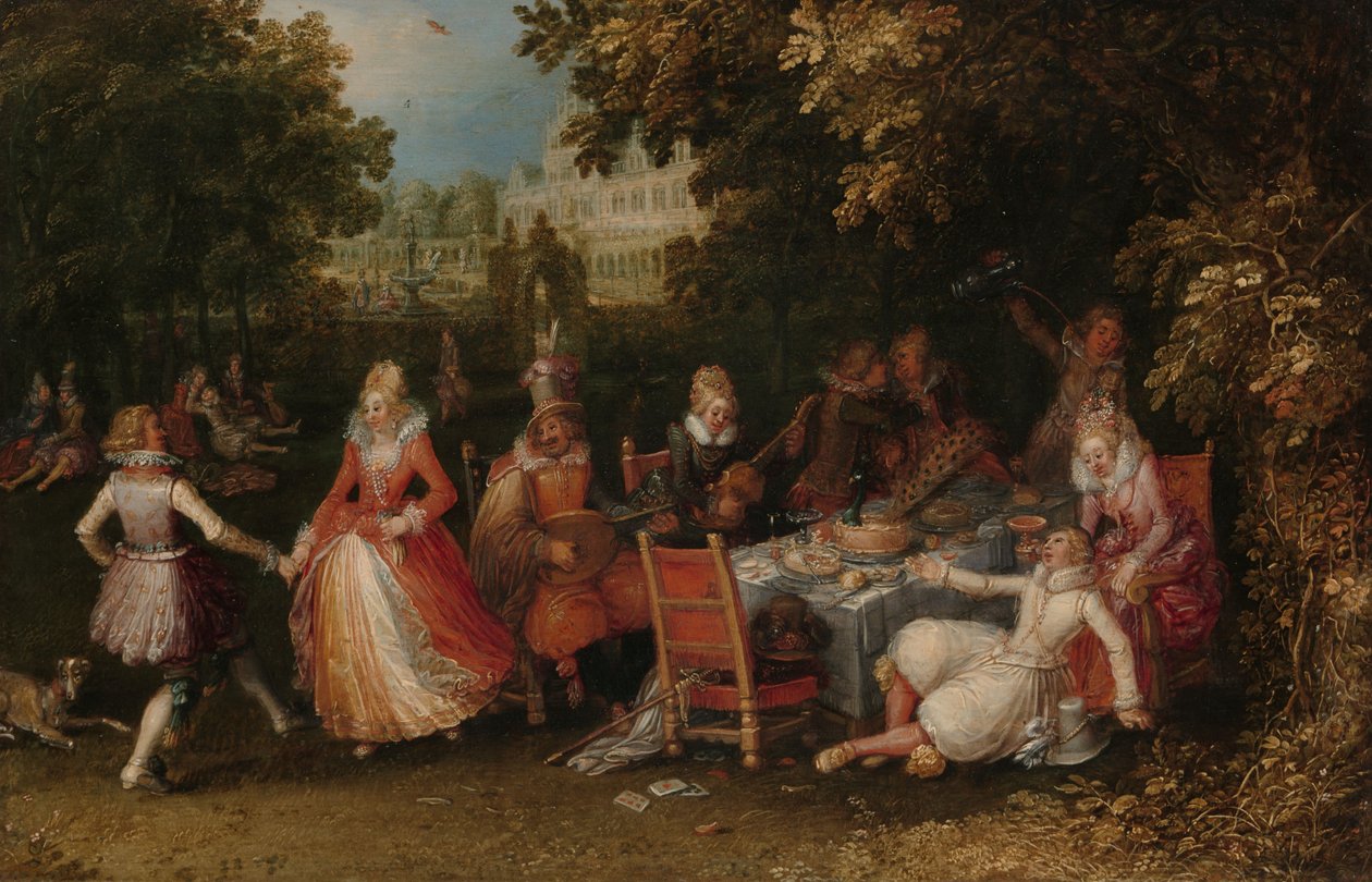 Przyjęcie w ogrodzie, ok. 1610 (olej na desce) autorstwa David Vinckeboons