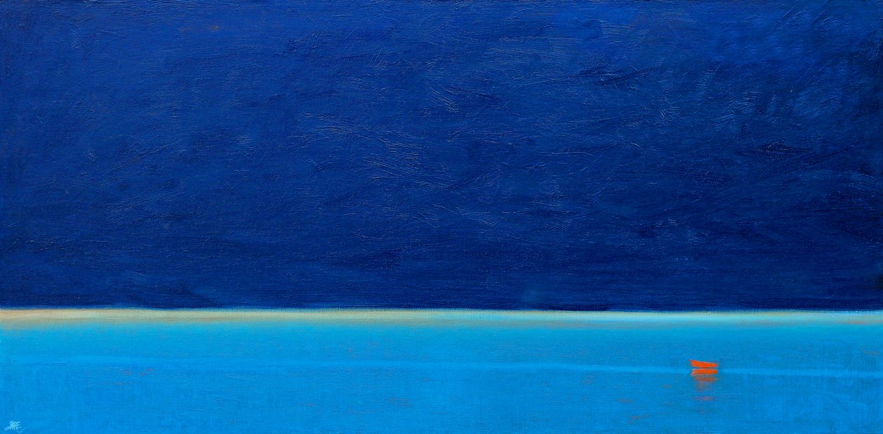 Czerwona łódź, 2012 (olej na płótnie) autorstwa Derek Hare
