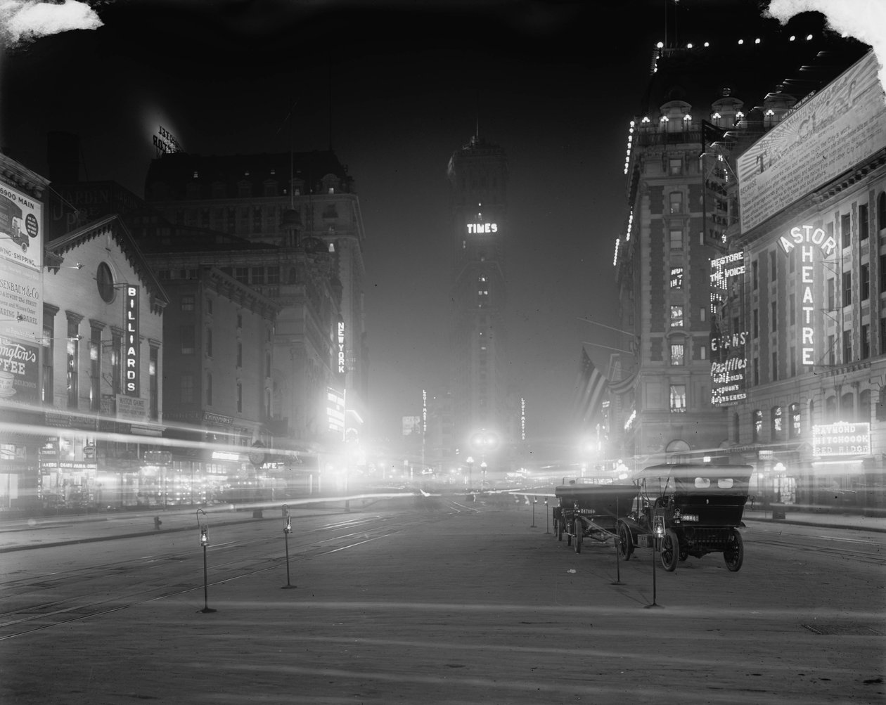 Times Square w nocy, Nowy Jork, N.Y., ok. 1900-15 autorstwa Detroit Publishing Co.