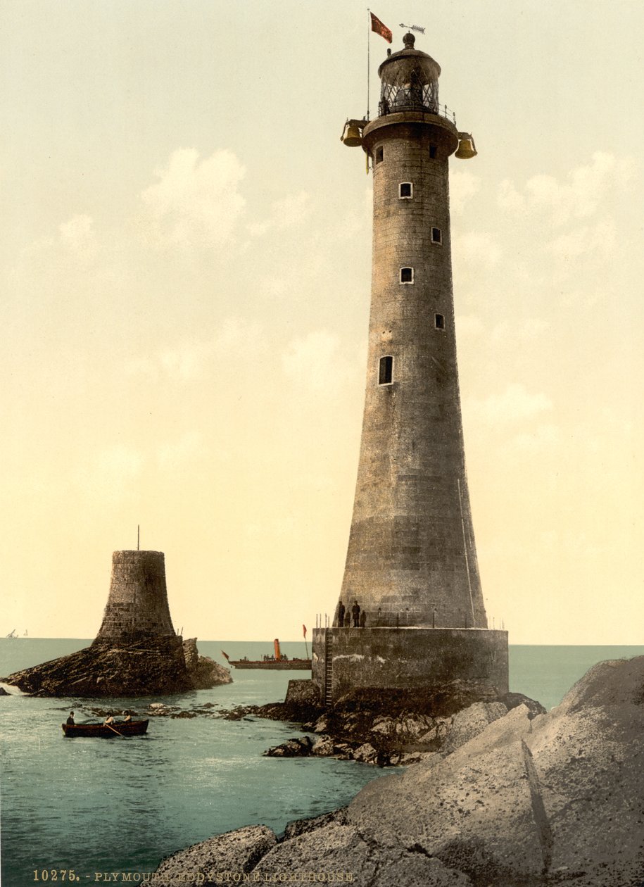 Latarnia Eddystone, Plymouth, Anglia, ok. 1900 autorstwa Detroit Publishing Co.