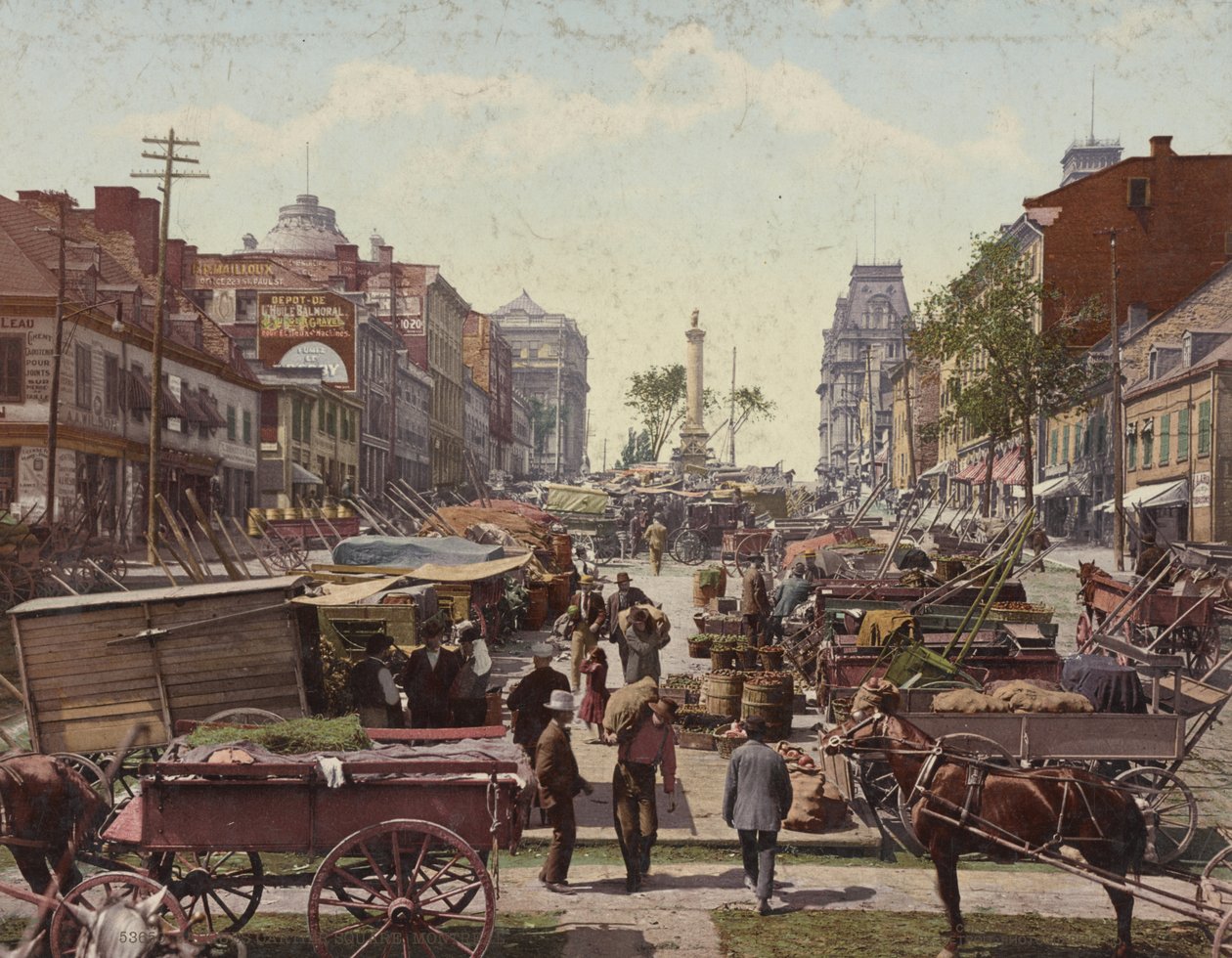 Plac Jacquesa Cartiera, Montreal, 1901 autorstwa Detroit Publishing Co.