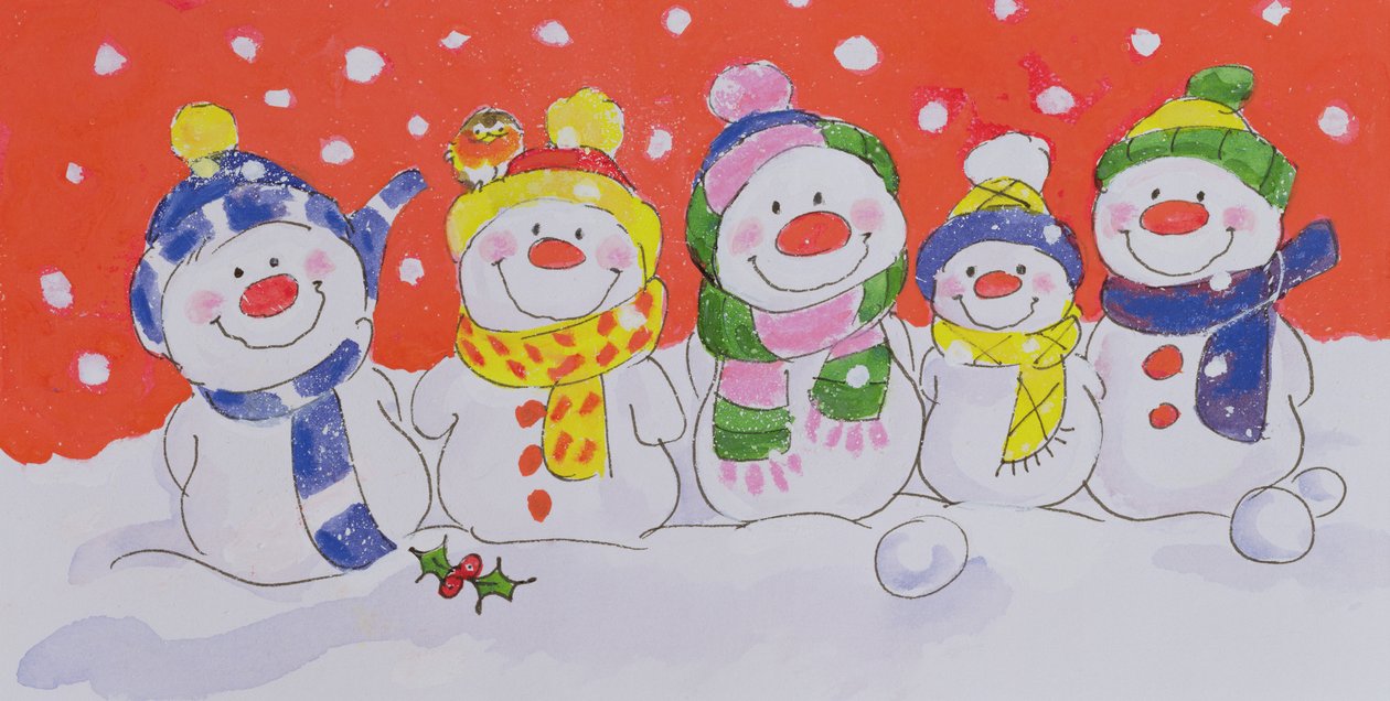 Snow Family (wc i tusz na papierze) autorstwa Diane Matthes