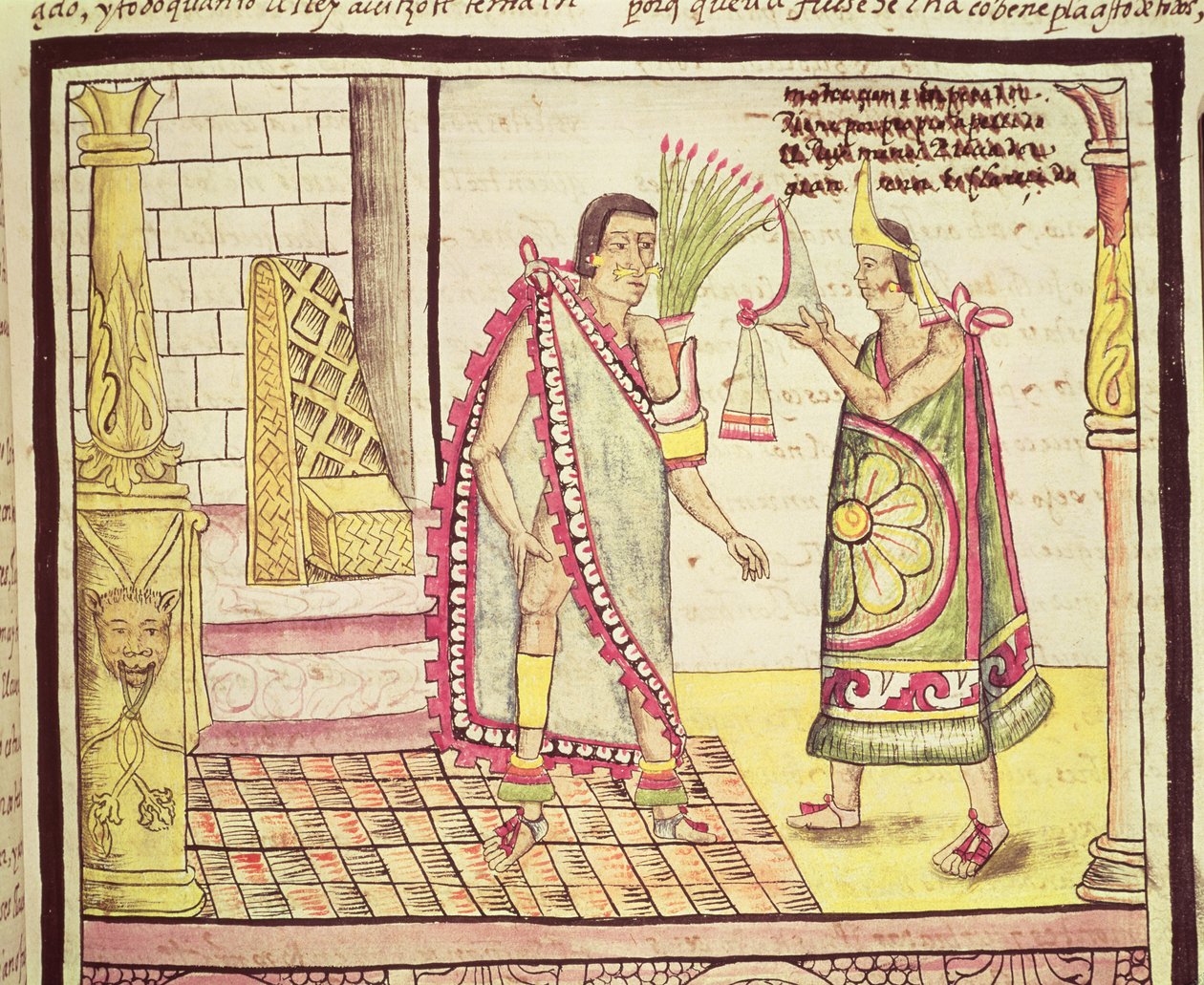 Fol.152v Koronacja Montezumy II (1466-1520) na ostatniego cesarza Meksyku w 1502, 1579 autorstwa Diego Duran