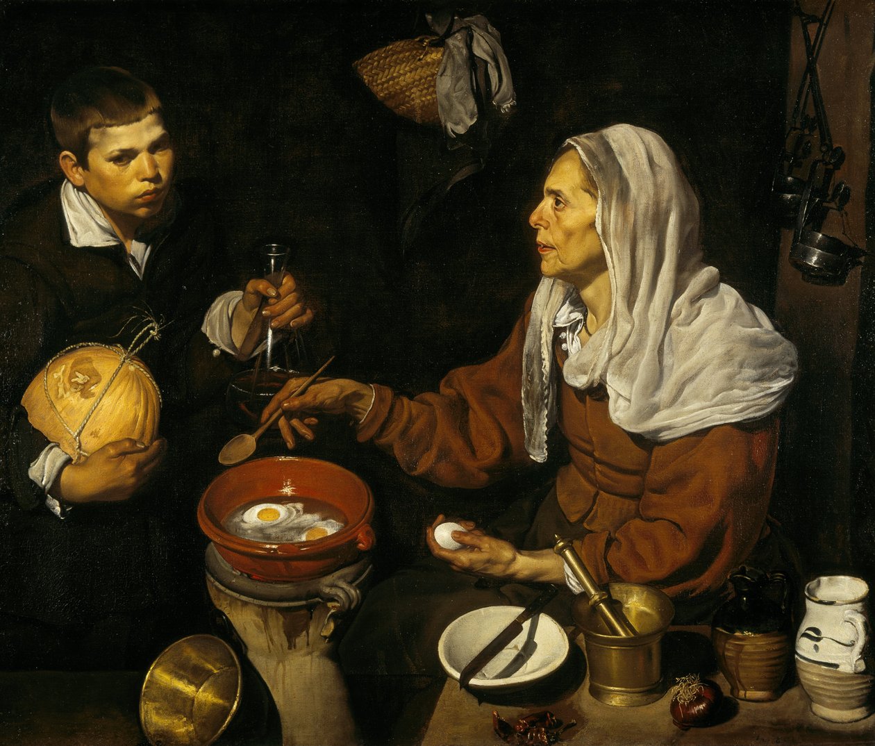Stara kobieta gotująca jajka autorstwa Diego Velázquez