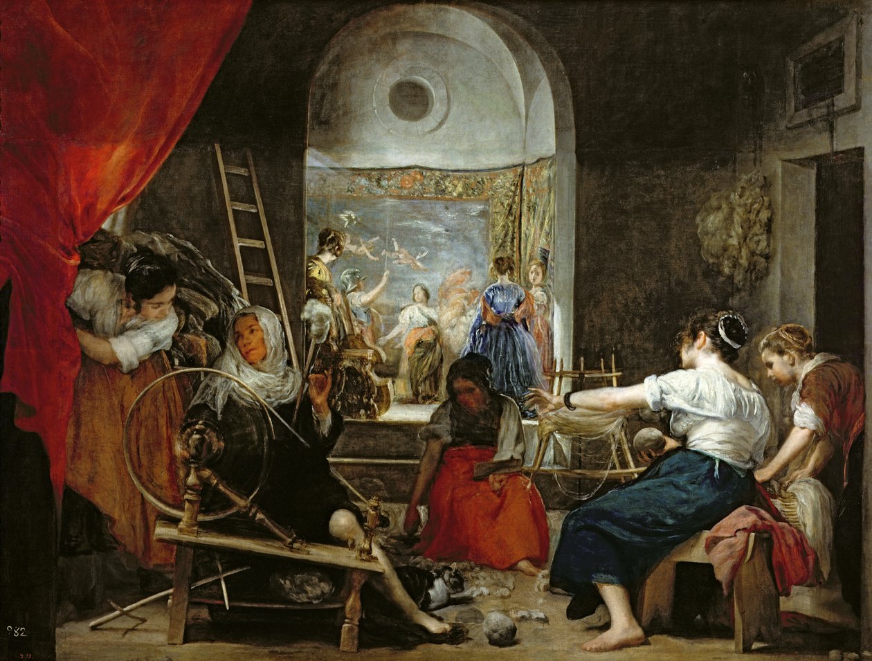 Prządki, czyli bajka o Arachne, 1657 (szczegóły patrz 36741) autorstwa Diego Velázquez