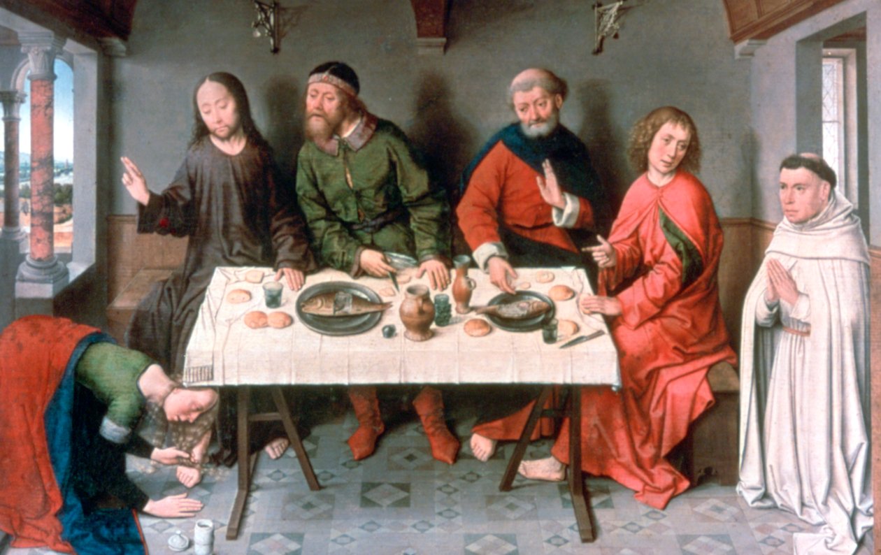 Chrystus w domu Szymona, lata czterdzieste XIV wieku autorstwa Dieric Bouts
