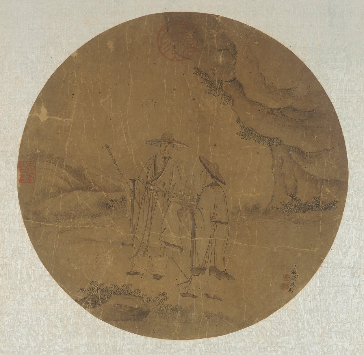 Krajobraz: dwie postacie, dynastia Qing, XVIII wiek. autorstwa Ding Guanpeng