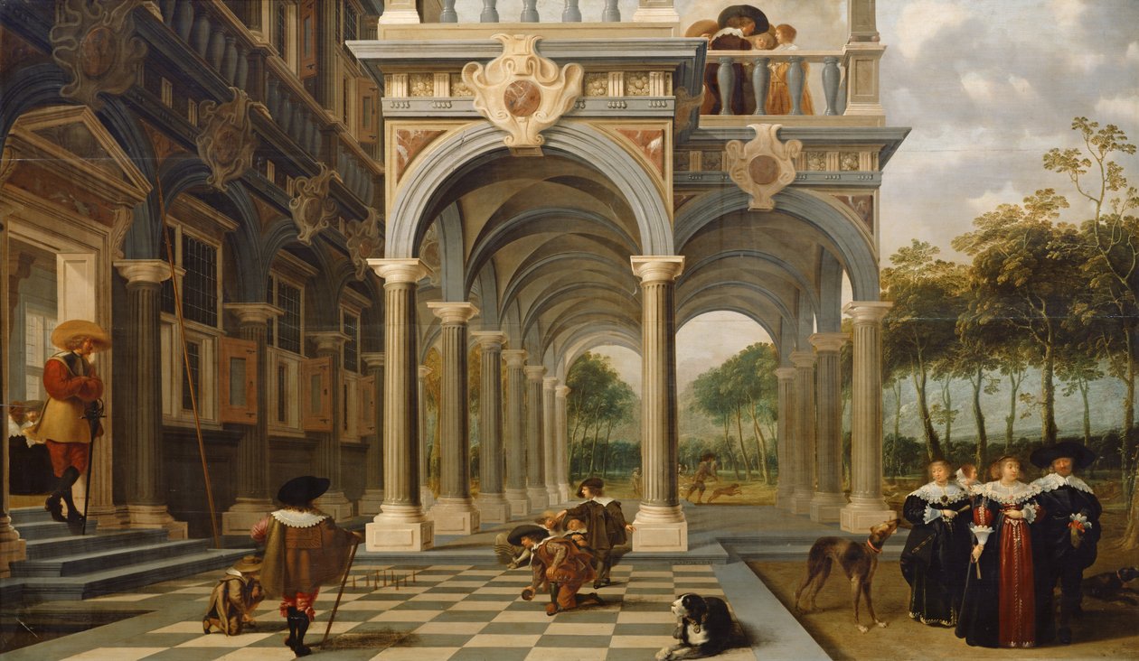 Gracze w kręgle, 1637 autorstwa Dirck van Delen
