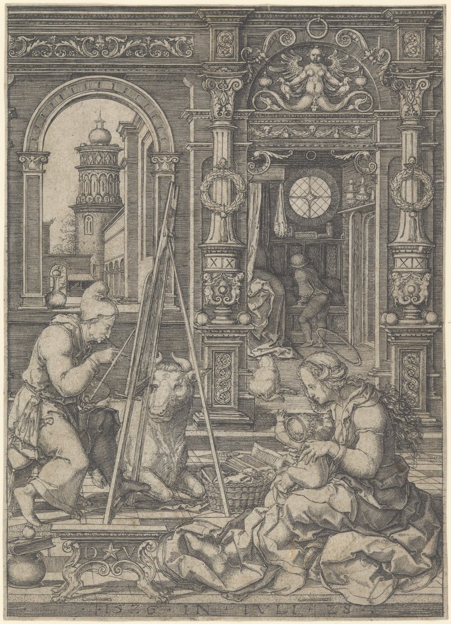 Św. Łukasz malujący Dziewicę, 1526. autorstwa Dirck Vellert