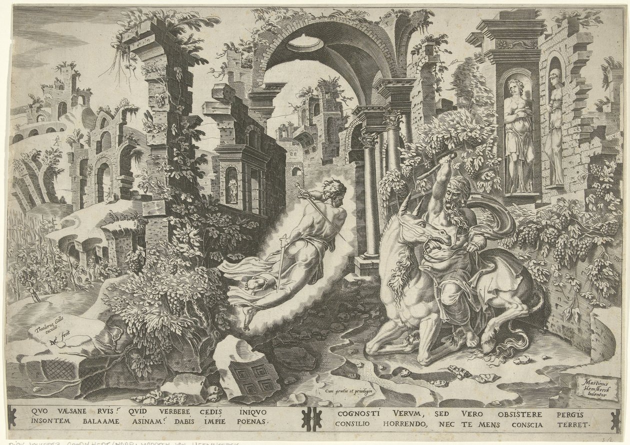 Balaam (Balaam) anioł autorstwa Dirck Volckertsz. Coornhert