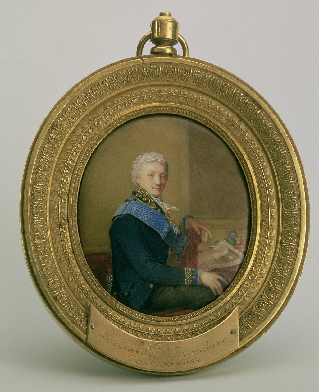 Portret hrabiego Aleksandra Siergiejewicza Stroganowa (1738-1811), 1806-7 (emalia na miedzi) autorstwa Dmitri Ivanovich Yevreinov