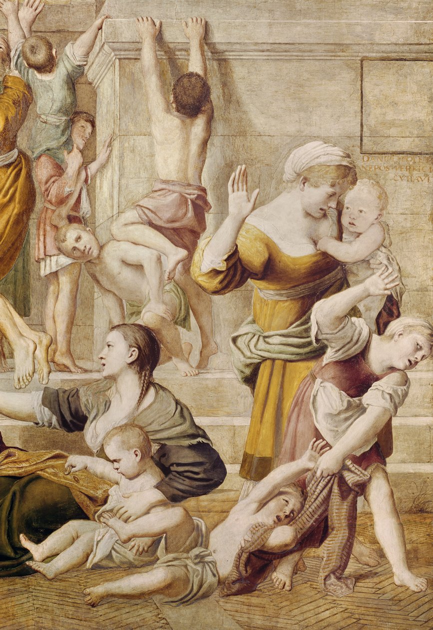 Fragment przedstawiający rozdaje jałmużnę św. Cecylii, ok. 1612-15 (detal z 438850) autorstwa Domenichino