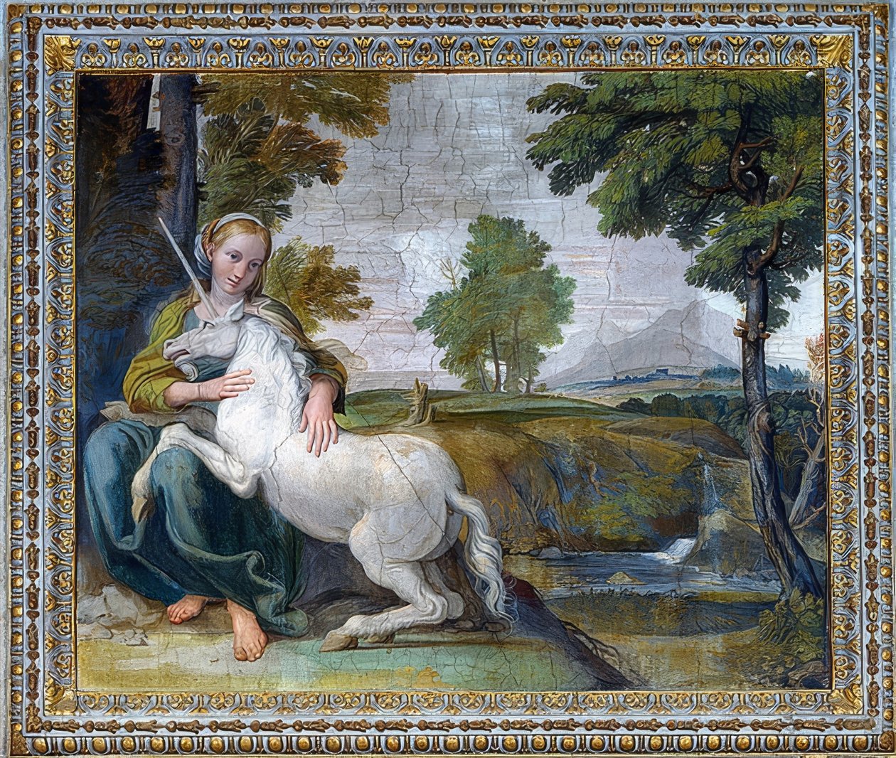 Panna z jednorożcem. 1604-05 autorstwa Domenichino