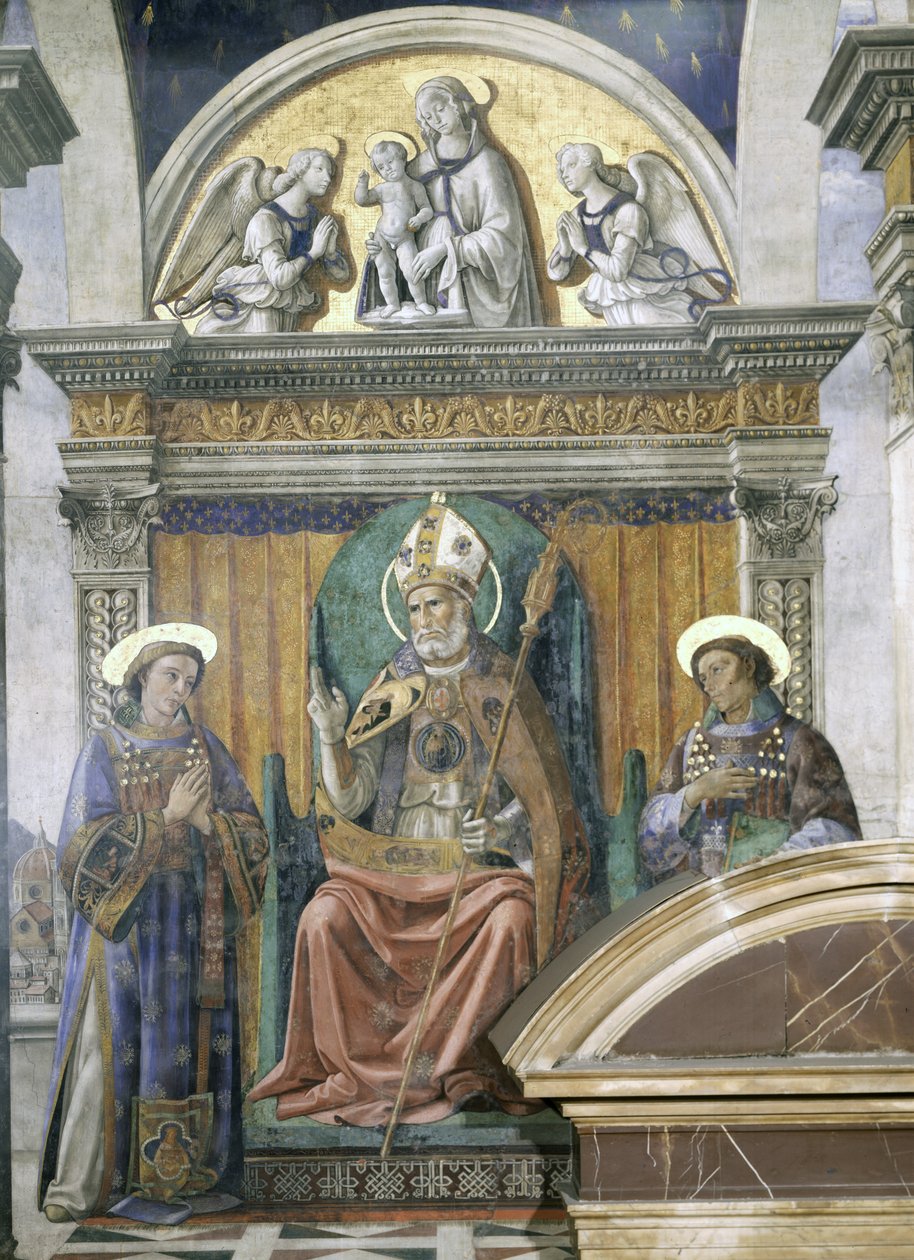 Święci Zenobius, Stefan i Lawrence, fragment fresku w Sala dei Gigli, c.1470 autorstwa Domenico Ghirlandaio