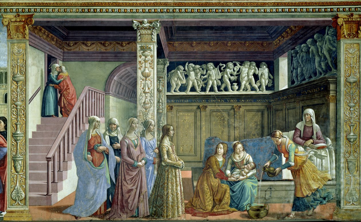 Narodziny Dziewicy, 1486-90 (szczegóły zob. 124357) autorstwa Domenico Ghirlandaio