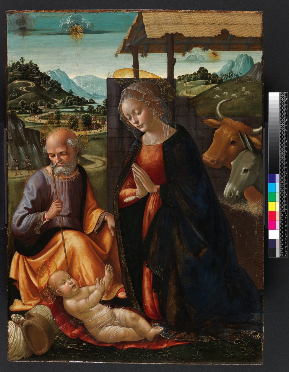 Narodzenia (tempera i olej na desce) (po sprzątaniu) autorstwa Domenico Ghirlandaio