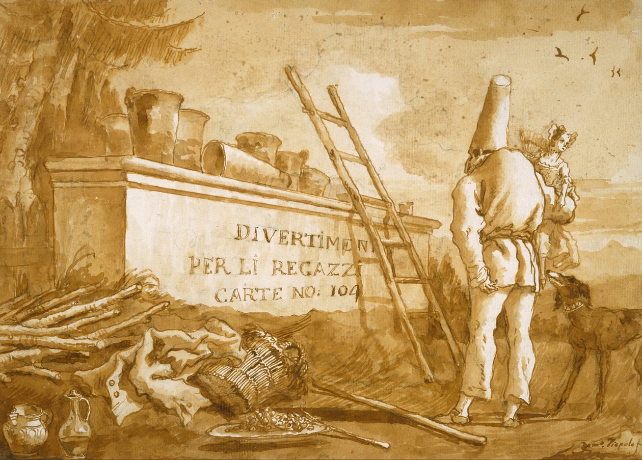 Strona tytułowa do serii Punchinello autorstwa Domenico Tiepolo