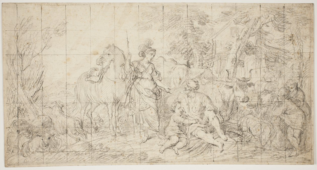 Erminia i pasterze autorstwa Domenico Corvi