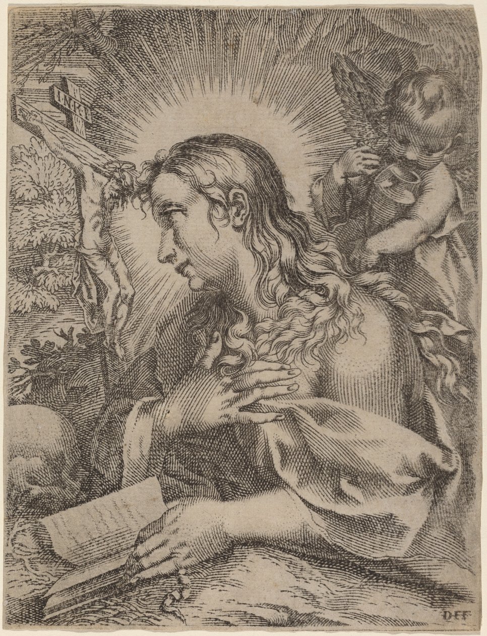 Magdalena pokutująca autorstwa Domenico Falcini after Francesco Villamena after Francesco Vanni