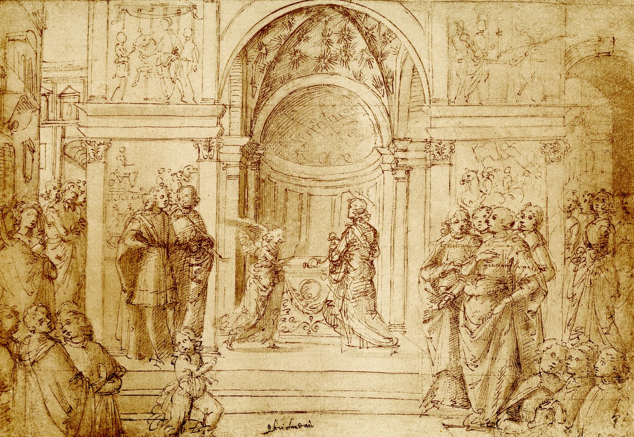 Anioł pojawia się w świątyni Zachariasza autorstwa Domenico Ghirlandaio