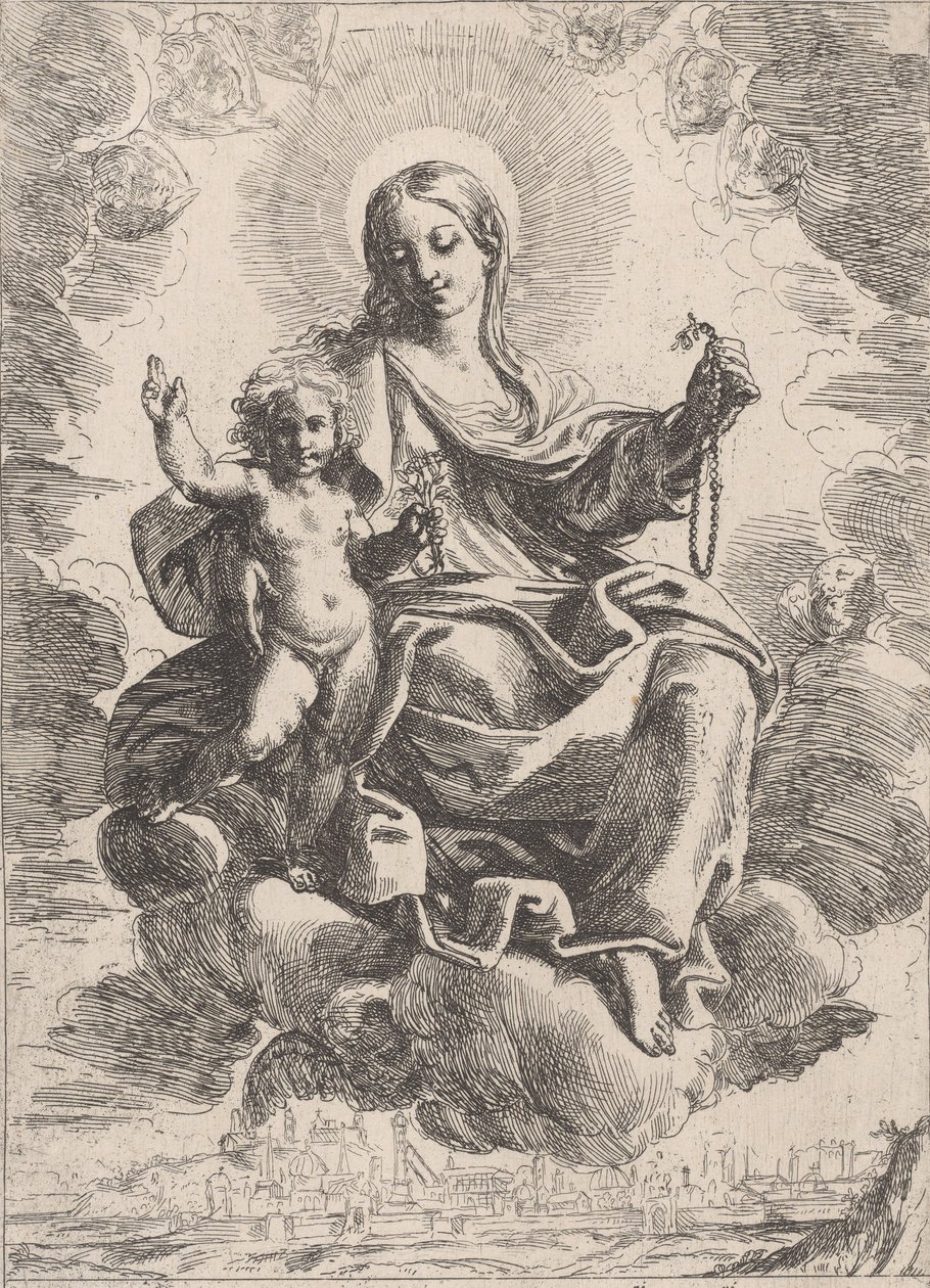 Dziewica Różańcowa, 1645-84. autorstwa Domenico Maria Canuti