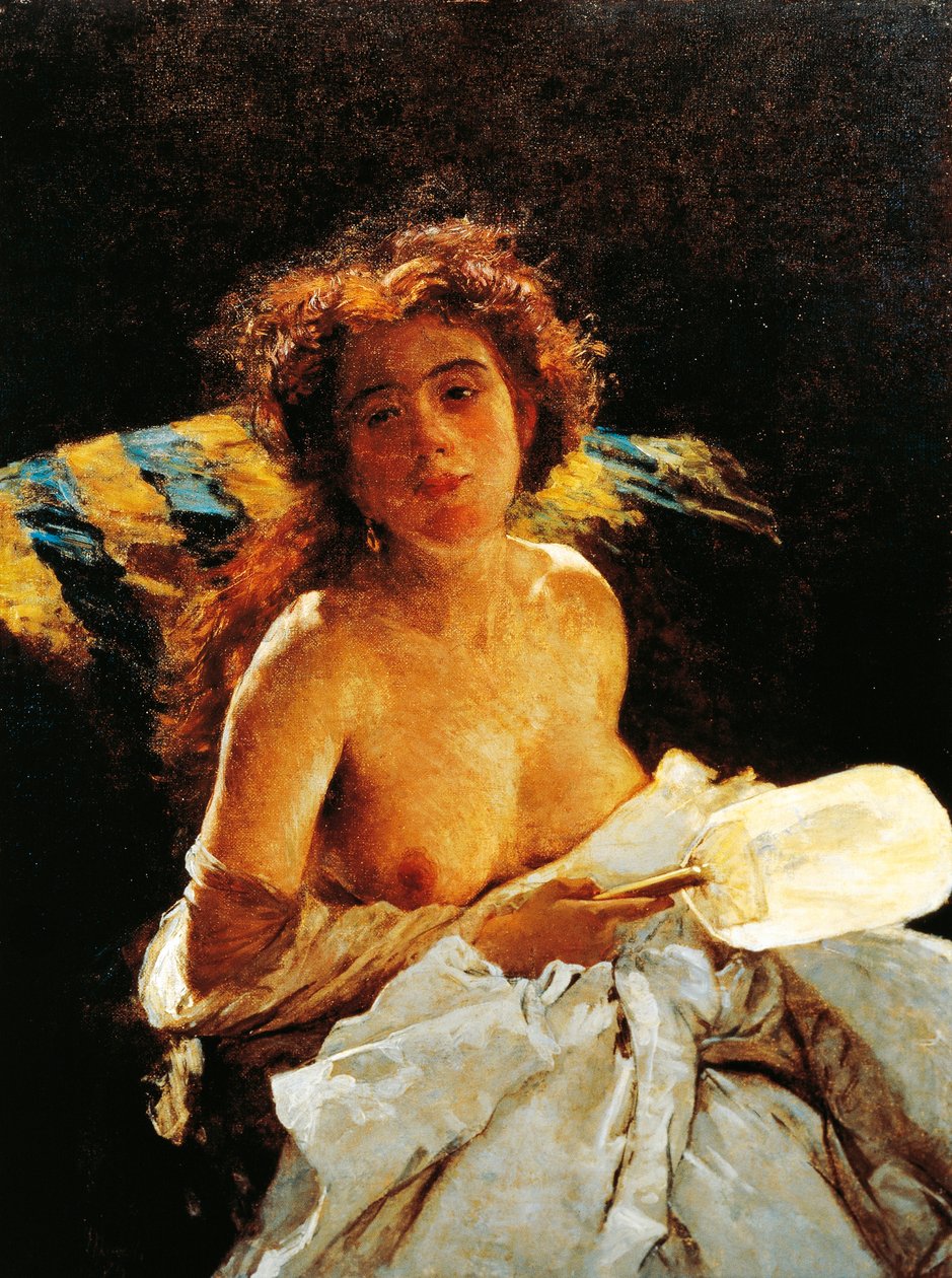 Dama z wentylatorem autorstwa Domenico Morelli