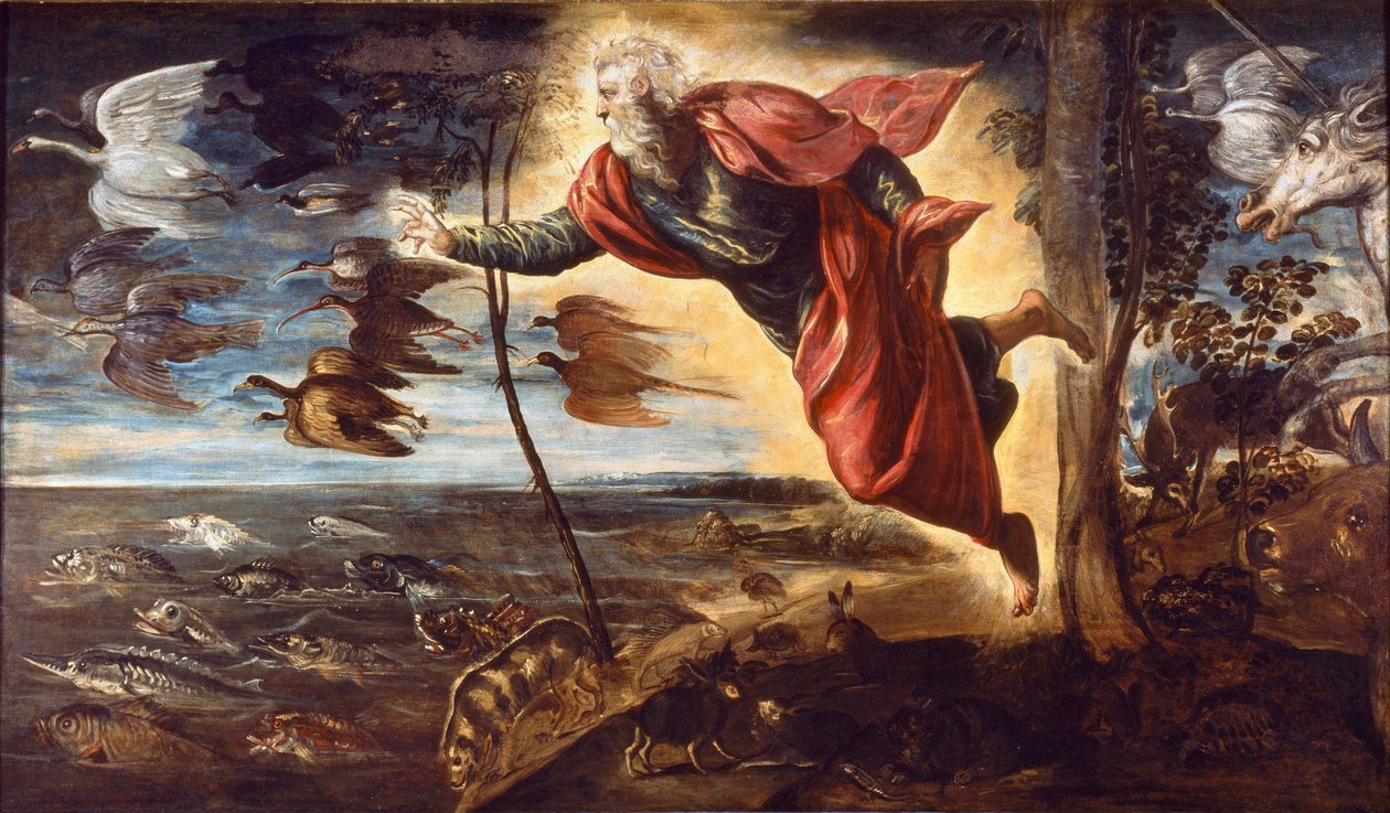 Stworzenie zwierząt (malarstwo) autorstwa Domenico Robusti Tintoretto