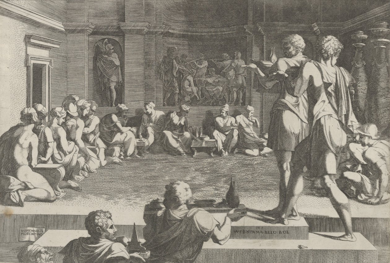 Bankiet Aleksandra, 1540-50. autorstwa Domenico del Barbiere