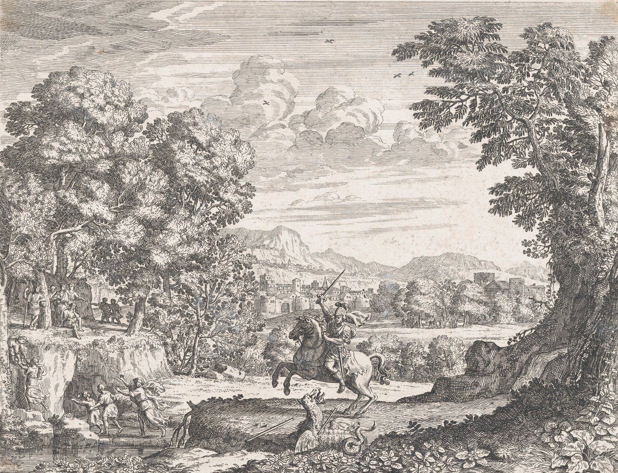 Bellerophon Pokonując Chimerę, 1668. autorstwa Dominique Barriere