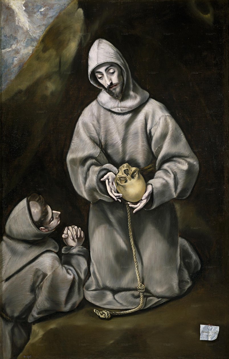 Św. Franciszek z Asyżu i brat Leon rozważający śmierć autorstwa El Greco