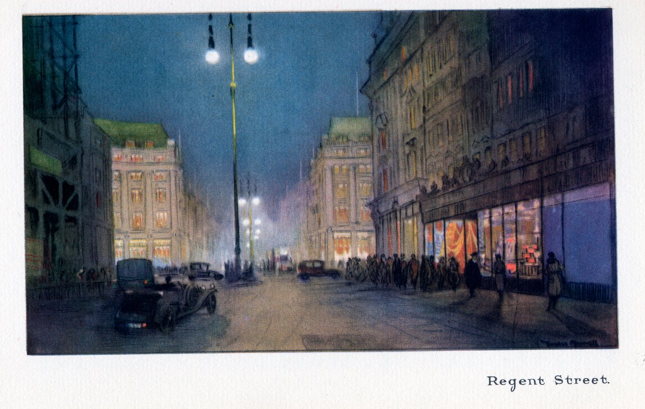 Regent Street, z „Nowych świateł Londynu”, wydana w 1926 r. autorstwa Donald Maxwell