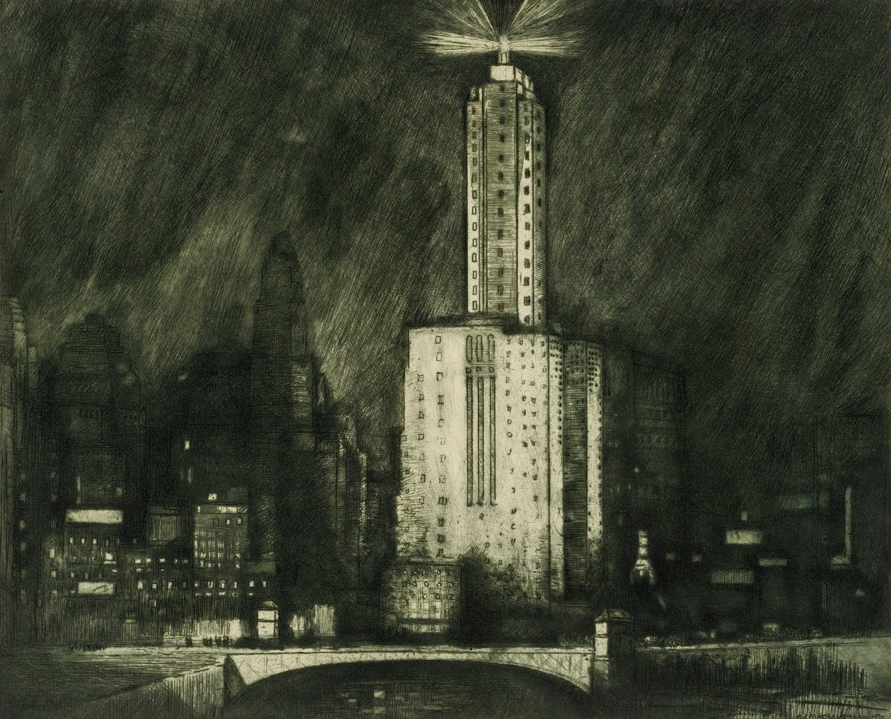 Chicago, Wacker Drive autorstwa Donald Shaw MacLaughlan