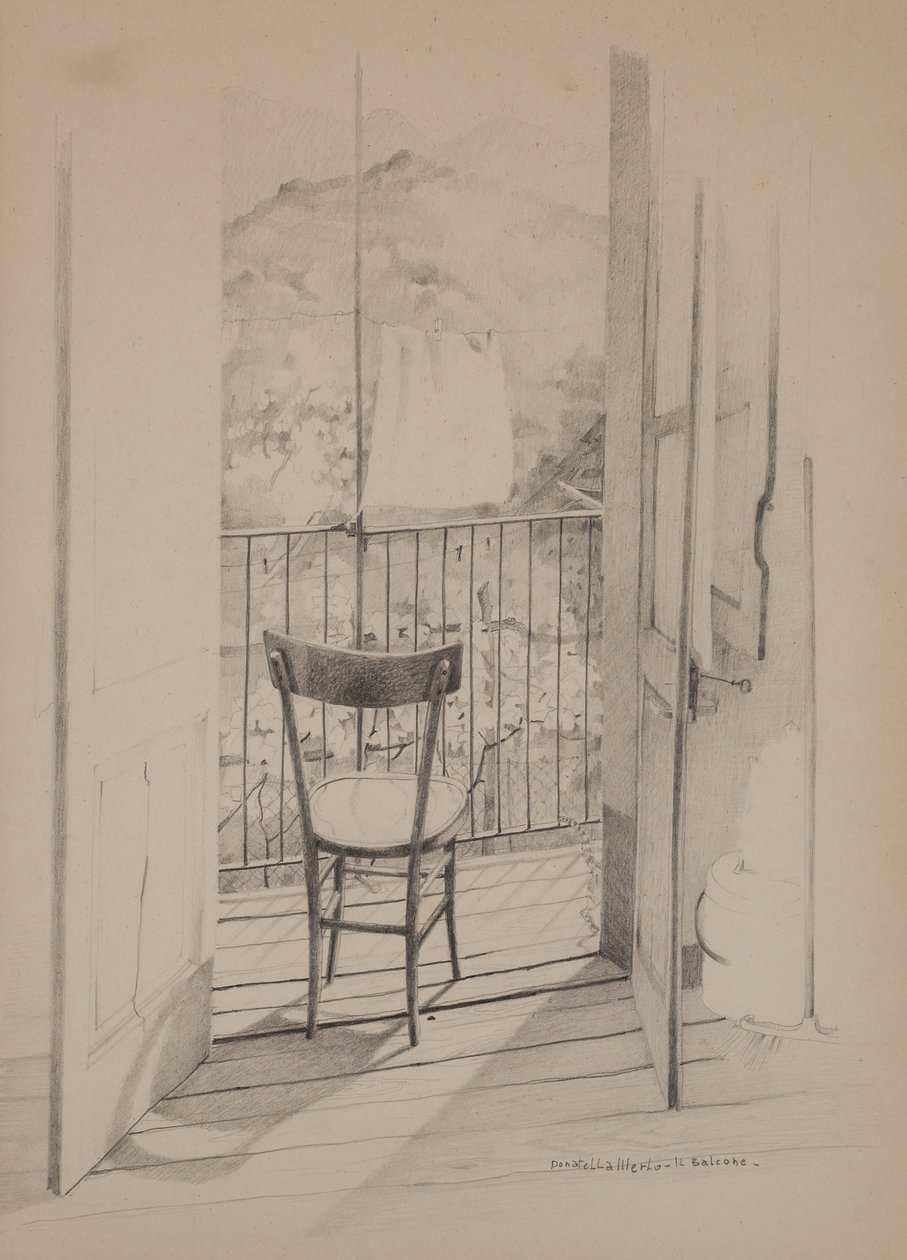 Balkon, ok. 1975 r. (rysunek na papierze) autorstwa Donatella Merlo