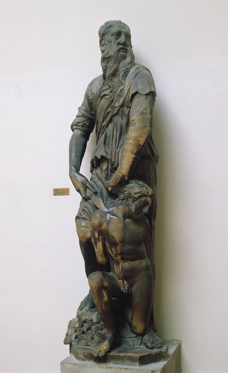 Abraham i Izaak, 1421 (złocony marmur) autorstwa Donatello