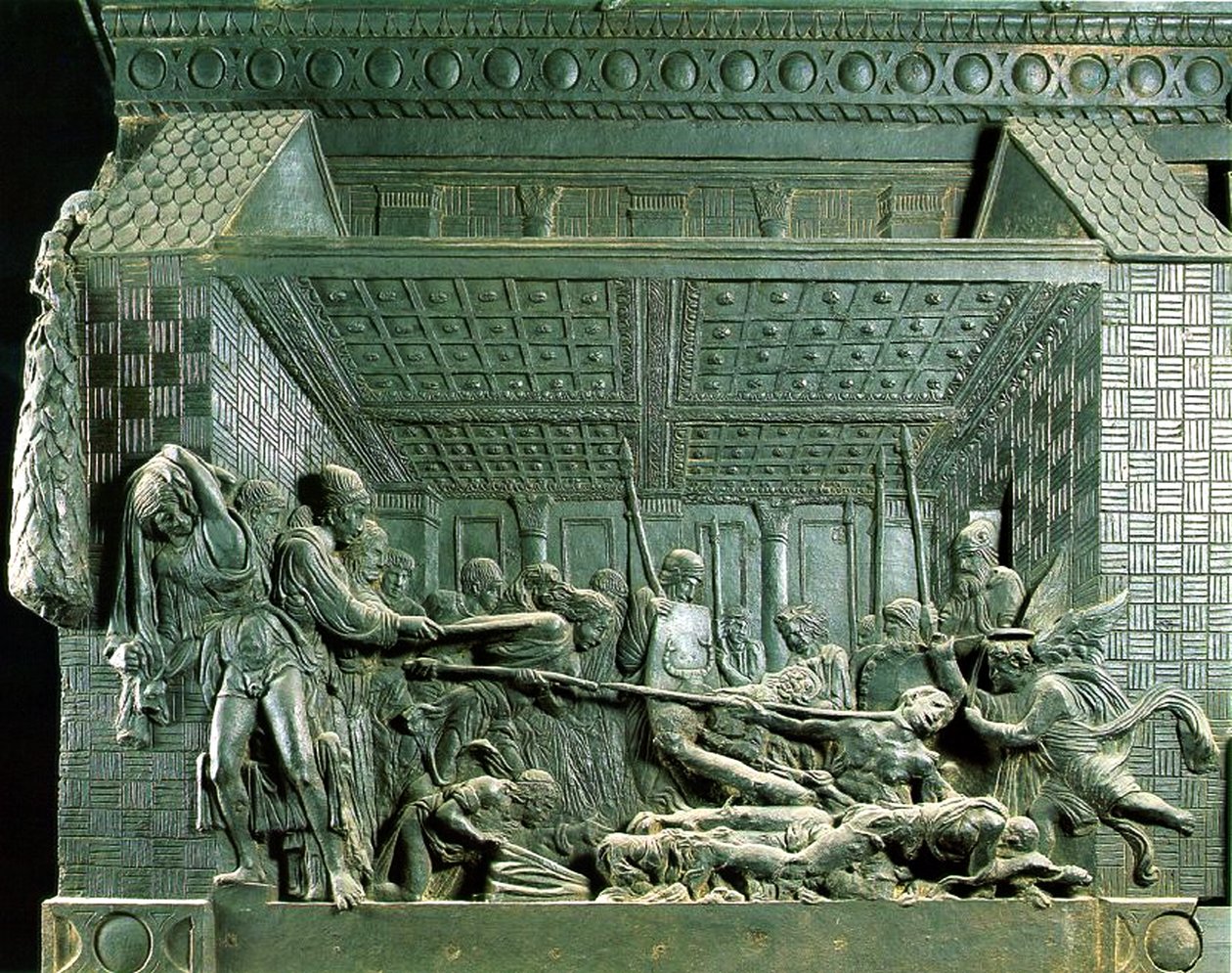 Męczeństwo św. Wawrzyńca, po 1460 (brąz) autorstwa Donatello